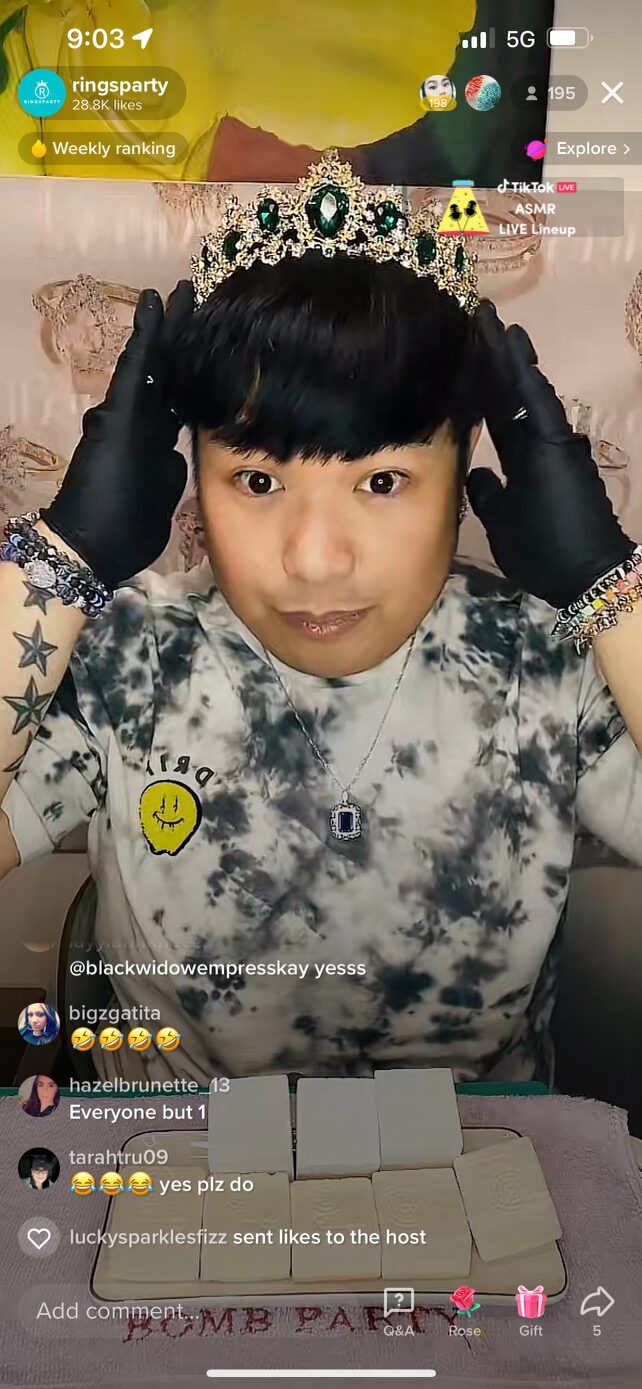 Vaughn wearing a crown during a live reveal
